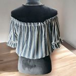 Ocean Drive  Crop Top Med Peasant‎ Blue White Crochet  Boho  Cottagecore Romantic Photo 2