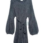 Something Navy Sweater Dress Knit Shimmer Gray Silver Metallic Size LARGE New Photo 1