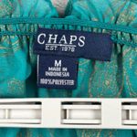 CHAPS Blouse M NWT Gold Metallic Paisley Peasant Top Teal Swirl Smocked Boho Photo 6