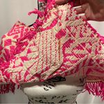 Vintage 50’s? Yarn canvas poncho boho festival gypsy pink party glam handmade Photo 8