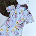 CeCe Women’s Dress Blue White Stripe Floral Cold Shoulder Spring 2 Photo 1