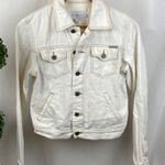 Calvin Klein  Jeans White Denim Long Sleeve Button Up Cropped Trucker Jacket M Photo 0
