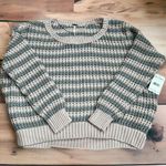 Free People At the Beach Gray Pink Striped Chunky Pullover Sweater NWT SZ M Photo 2