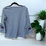 J.Crew  Black and Whites Striped Embroidered Top Small Photo 1