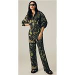 Anthropologie Farm Rio Canvas Jumpsuit Coveralls Zip Up Tropical Green XS NWT Photo 9