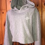 Nike crop top hoodie size XL gray and white athletic top workout sweatshirt Photo 1
