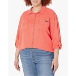 Calvin Klein Jeans Garment Dye Button Front Shirt in Coral, Size 3X NEW w/Tag Pink Photo 6