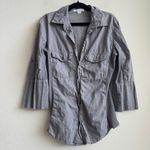 James Perse Standard  Women’s Small Gray Button Up Stretch Lightweight Shirt 1 Photo 0