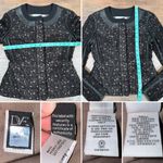 Diane Von Furstenberg  Maya Pebble Lace and Leather Black Button and Zip Blazer Photo 14