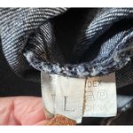 Off‎ Shoulder Large Denim Jean Top Frayed Hem Button Up Stretch Blue Y2K Photo 4