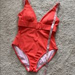 Boden Belted Deep V Swimsuit One Piece in Orange Coral Size 10 Photo 8