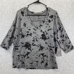 Threads 4 Thought  Blouse Grey Black 3/4 Sleeve Relaxed Shirt Size Small Photo 8