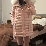 Miu Miu A line oversized fur trim pink down puffer jacket Photo 0