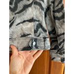 White House | Black Market   stretchy denim zebra print Moto jacket size 00 petite Photo 4