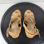 Joan & David Daisleen Womens Sandals Size 7.5 Tan Patent Leather Snakeskin Wedge Photo 4