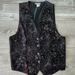 Impressions of California Vintage Purple Black Velvet Paisley Bling Vest Size S Photo 0