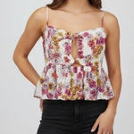 Waif Magenta Daisies Floral Eyelet Peplum Cami Top Photo 0