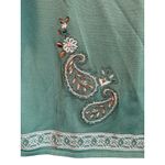 Alfred Dunner  Teal Paisley Embroidered Knit Top L Short Sleeve Photo 3