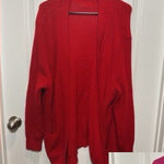 Orange Creek LOT Womens Oversized Knit Cardigan Sweater XXL Bright Red Open Front Pockets Photo 0