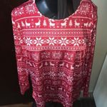 Lands End red and white Norwegian reindeer knit long sleeve shirt Red Size 3X Photo 0