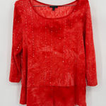 Sami & Jo Red Festive Top by Sequins Embroidered Layered Look Party Unique Med Photo 0