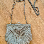 La Regale Vtg  Beaded Clam Seashell Evening Purse Shoulder Clutch Silver Chain Photo 0