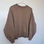 H&M New  Beige Tan Oversized Cropped Crewneck Sweatshirt M Photo 1