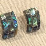 Sterling Silver Vintage Abalone Inlay Mosaic Earrings Photo 10