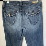 Refuge Jeans Women’s 9 Flap Pocket Mid Rise Medium Wash Straight Leg Dis… Photo 4