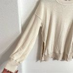 Aerie Womens Pullover Cream Chilled Out Textured Side Slit Lounge Size XS Photo 4