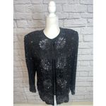 Brilliante By J.A. Women's 100% Silk Beaded Sequin Vintage Evening Jacket Small Black Photo 8