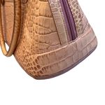 Brighton Lucile Croc Satchel Handbag, Tan and Pink Photo 10