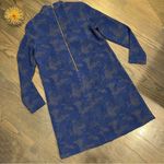 Hunter Bell  Polly Dress Blue Textured Long Sleeve Above Knee Mock Neck Size 10 Photo 8