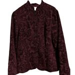 Coldwater Creek  Jacket Maroon Red Women Tapestry Button Up Long Sleeve SZ M Photo 3
