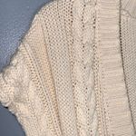 Old Navy  Cream Chunky Cable Knit Short Sleeve Plunging V-Neck Tunic Sweater Med Photo 4