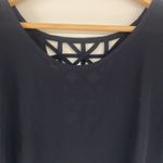 Black Sheer Cutout Back Short Sleeve Open Shoulder Top Size S Photo 1