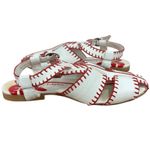 Farm Rio Red White Whipstitch Palm Tree Sandal Shoes Strappy Vegan Boho Beach 8 Photo 1