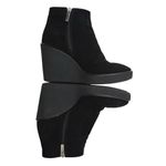 Aquatalia Wedge Whipstitch Nubuck Leather Ankle Booties Boots Fur Lined Size 8.5 Photo 3