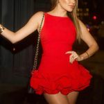 ZARA  bodysuit dress Red Ruffle skirt bodycon formal evening date coctail Photo 2