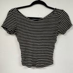 Brandy Melville  Black Striped Short Sleeve Crop Top Blouse Tee Womens OS Stretch Photo 0