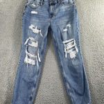 Aeropostale Mom Jeans Women 8 Distressed Mid‎ Rise Blue Photo 0