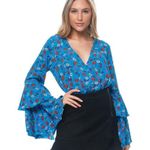 Free People NWT She's Dainty Blue Floral Bodysuit Size Small Petite Azure Combo Photo 0