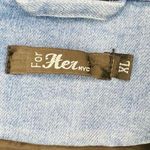 For her nyc hybrid moto jacket pleather & denim jean mixed xl motorcycle jacket Black Photo 1