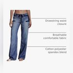 NEW Flamingals Low Rise Cargo Wide Leg Drawstring Flap Pocket Y2K Flare Pants 2X Blue Photo 4