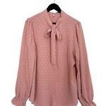 NWT ACEVOG Dusty Rose Pink Long Sleeve Bow Blouse Feminine Cottagecore Medium Photo 0