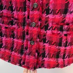 Ann Taylor Houndstooth Tweed Fringe Trim Long Cardigan Blazer Jacket Red Pink 4 Photo 3