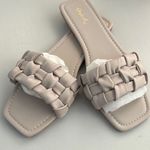 Qupid Warm Gray Braided Leather Strap Flat Slide Sandals Shoes Size 8 New Photo 1