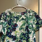 Alfred Dunner Blouse White Blue Green Tropical Floral Tiered LP Photo 5