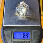 Natural White Buffalo Sterling Silver Ring Size 9.25 Black Photo 8