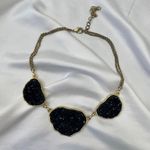 Chunky Structured Black Crystal Stone Statement Short Necklace Photo 3